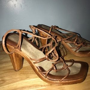 Kayla Brazilian sexy vintage wooden lace up leather sandals corset heels 7 36